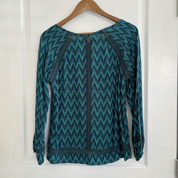 Prana Tacana Ikat Blouse XS Green Blue - Picture 4 of 8